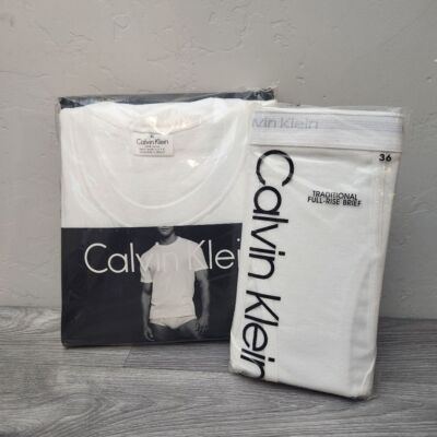 Calvin Klein XL Mens Crew Neck Shirts 3 Pack Briefs Size 36 Underwear Deadstock