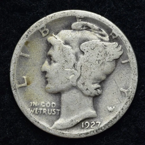 1927-D Mercury Silver Dime GOOD / VG FREE SHIPPING
