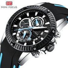 MINI FOCUS Men Watch Chronograph Sport Wristwatch for Boy Fashion Silicone Watch