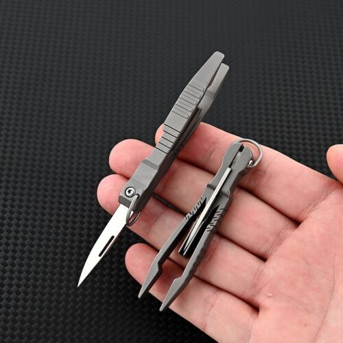 EDC Titanium Alloy Multi Tools Tweezers Opener Pocket Outdoor Folding Knife - Photo 1/4