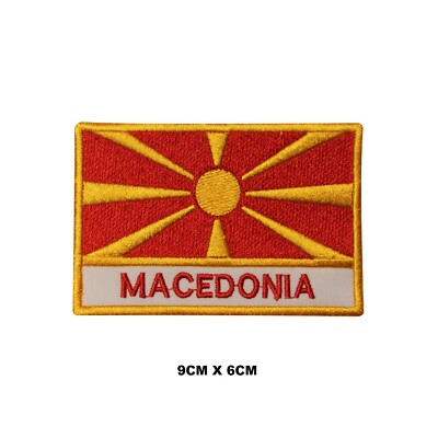 Mazedonien Länderflagge Bügelbild/Aufnähen Patch Abzeichen gestickte Applikation für Kleidung