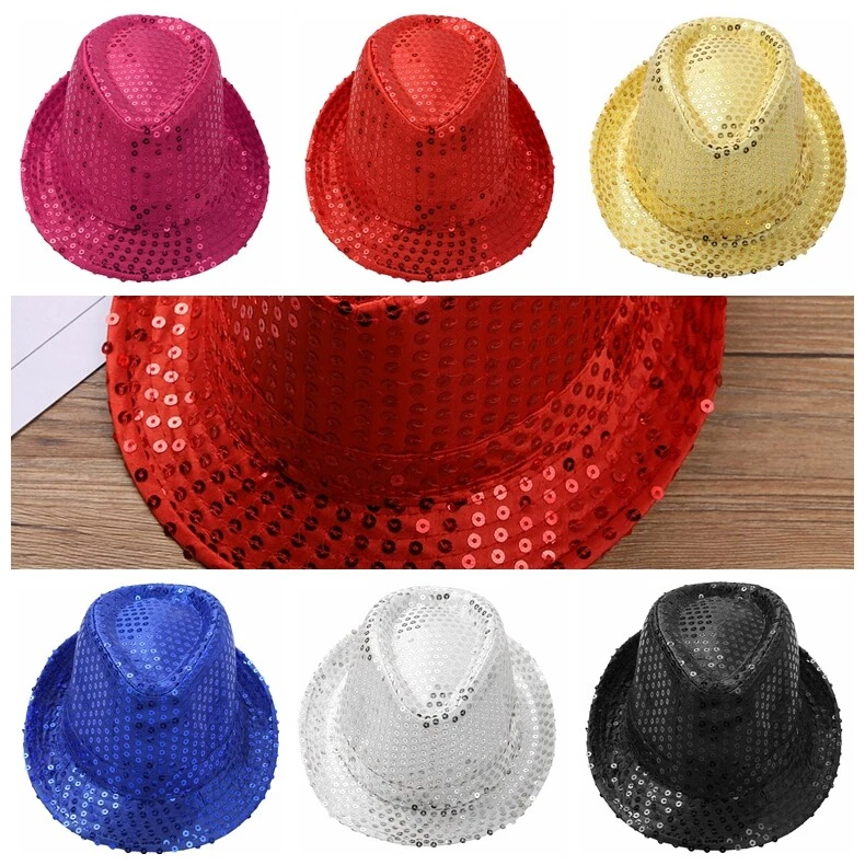 Niñas Niños Brillante Lentejuelas Sombrero Retro Disco Brillo Hip Hop Hippy Fiesta Gorra Disfraz Foto 2 de 3