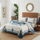 Aloha Pineapple 1-Piece Blue Floral Full/Queen Cotton Quilt