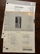 Sony M-7 Micro Cassette-Corder Service Manual OEM Vintage Diagrams Genuine