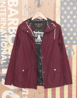 £179 Womens Barbour Headland burgundy red hooded waterproof