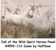 Call of the Wild Panel cotton quilt fabric Hoffman 30x43 R4592-112 Spirit Horses