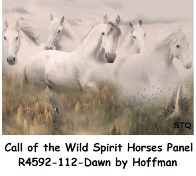 Call of the Wild Panel cotton quilt fabric Hoffman 30x43 R4592-112 Spirit Horses