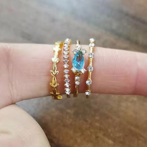Dainty Gold Rings Set for Womem 14K Gold Plated Stackable Rings Cubic Zirconia S - Picture 6 of 6