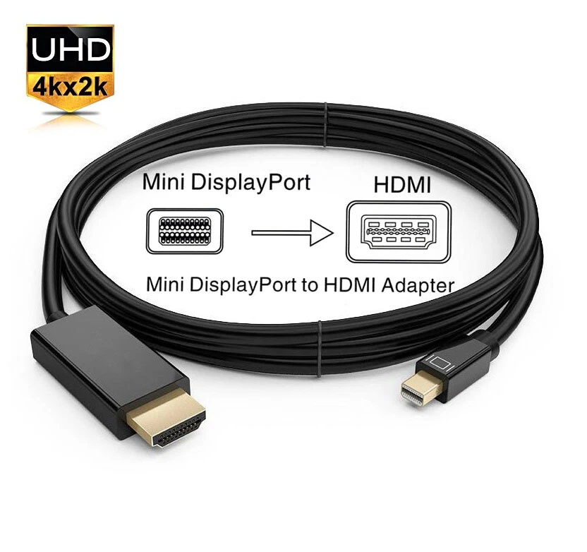Mini Displayport Male to HDMI Male Adapter Cable 4K*2K For Dell Latitude E7240 - Image 2 of 4