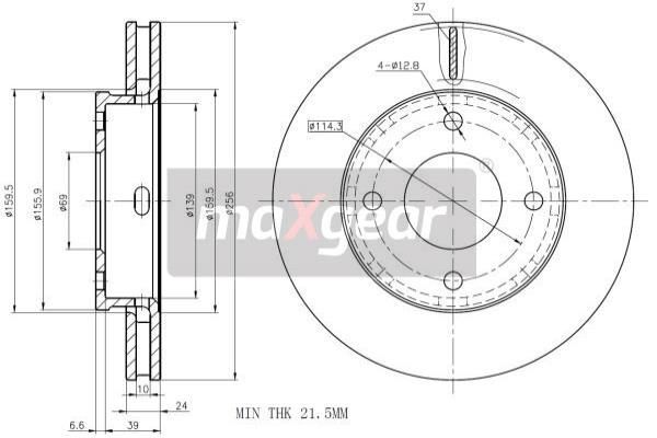 2X Maxgear 19-1857 Bremsscheibe FüR Mitsubishi Smart-image