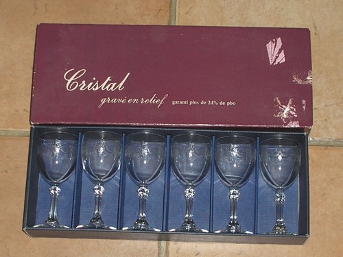 Verre à Pied Cristal D'Arques Matignon – 18cl, Gravé En Relief, Neuf Sans Boîte