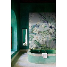 Crocosmia flowers Removable wallpaper gray an...