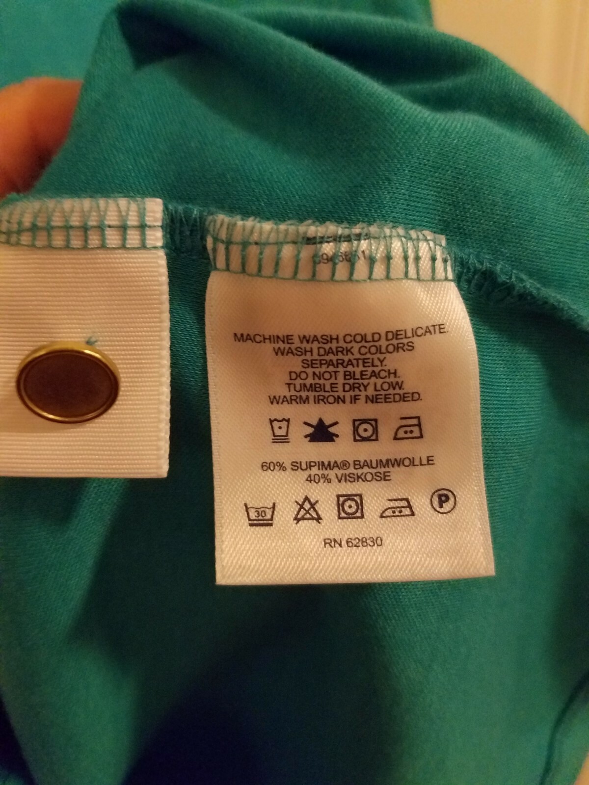 Lands End Emerald Green 5 Button with Ruffle & Round … Gem