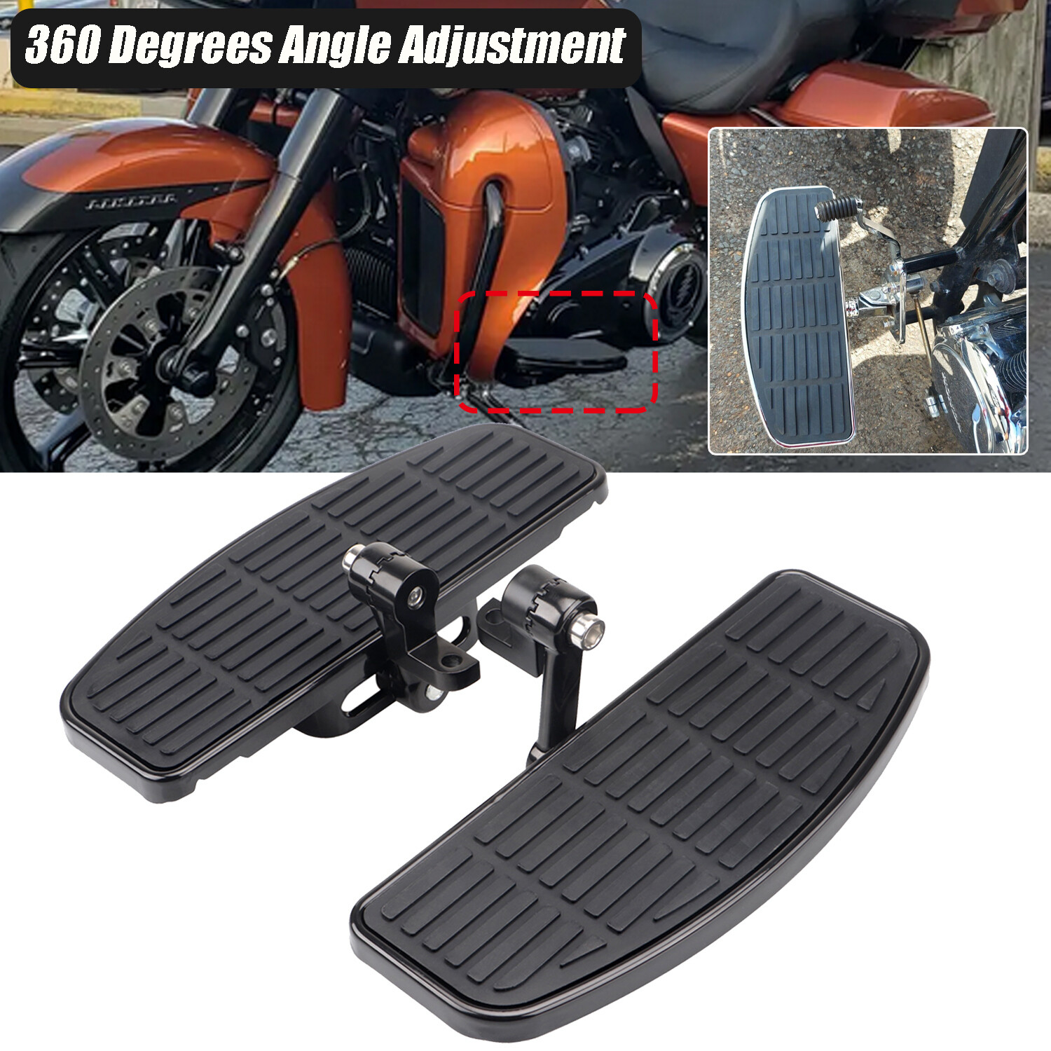 1 Pair Adjustable Floorboard Footboards Footrest Motorcycle For