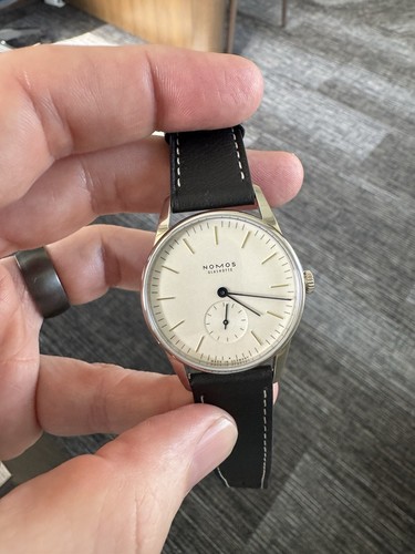 Nomos Glashutte Orion 35mm - Stainless back, 2 straps, manufacturer warranty