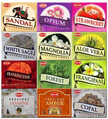12 Assorted Boxes of HEM Incense Cones, Best Sellers Set #3 12 X 10 (120 total) 