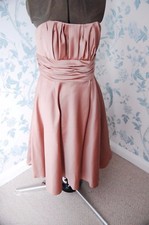 FOREVER YOURS TAUPE/GOLD STRPLESS DRESS USA 10 - UK 14 ASCOT WEDDING