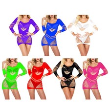 Women Lingerie Trim Nightwear See-Through Dress Mini Bodysuit Club Clubwear