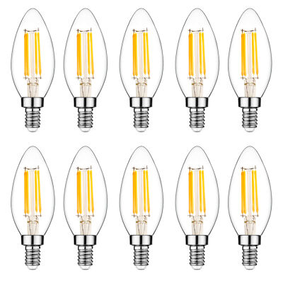E14 LED Bulb Dimmable 110v 300 Lumens 4w 40w Equivalent 10 Pack (Warm White)