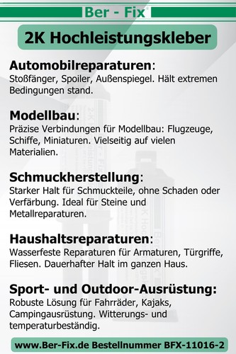 2K Hochleistungskleber 50g - Kunststoff- und Metallkleber 6 Spitzen für Pistole - Bild 5 von 18