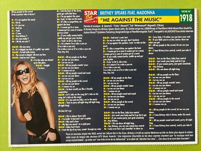 Britney Spears & Beyoncé Knowles Songtext Starcard Sammlung STAR Club