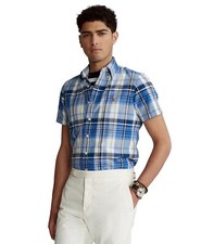 Ralph Lauren Men's Big and Tall Plaid Oxford Short Sleeves Shirt,3LT.