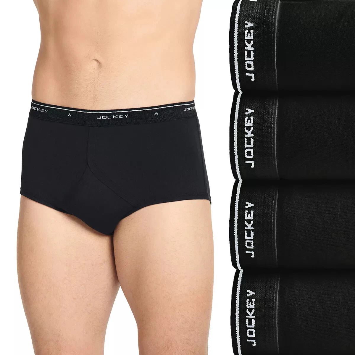 Men's Jockey Underwear 4-pack Classic Knit Full-Rise Briefs/Black