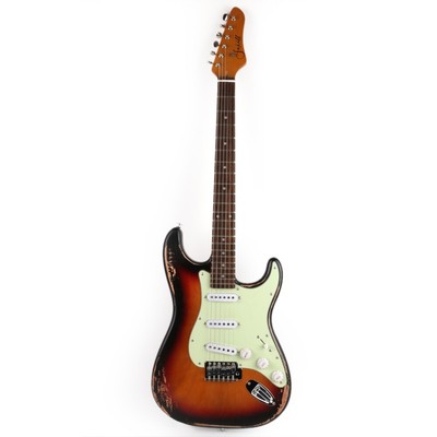 Sunburst relic ST electric guitar single tremolo with gig bag