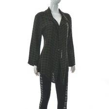 The Masai Women's Open Front Knitted Blazer top Cardigan Black/Green Size L top