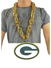 New NFL Green Bay Packers GOLD Fan Chain Necklace Foam