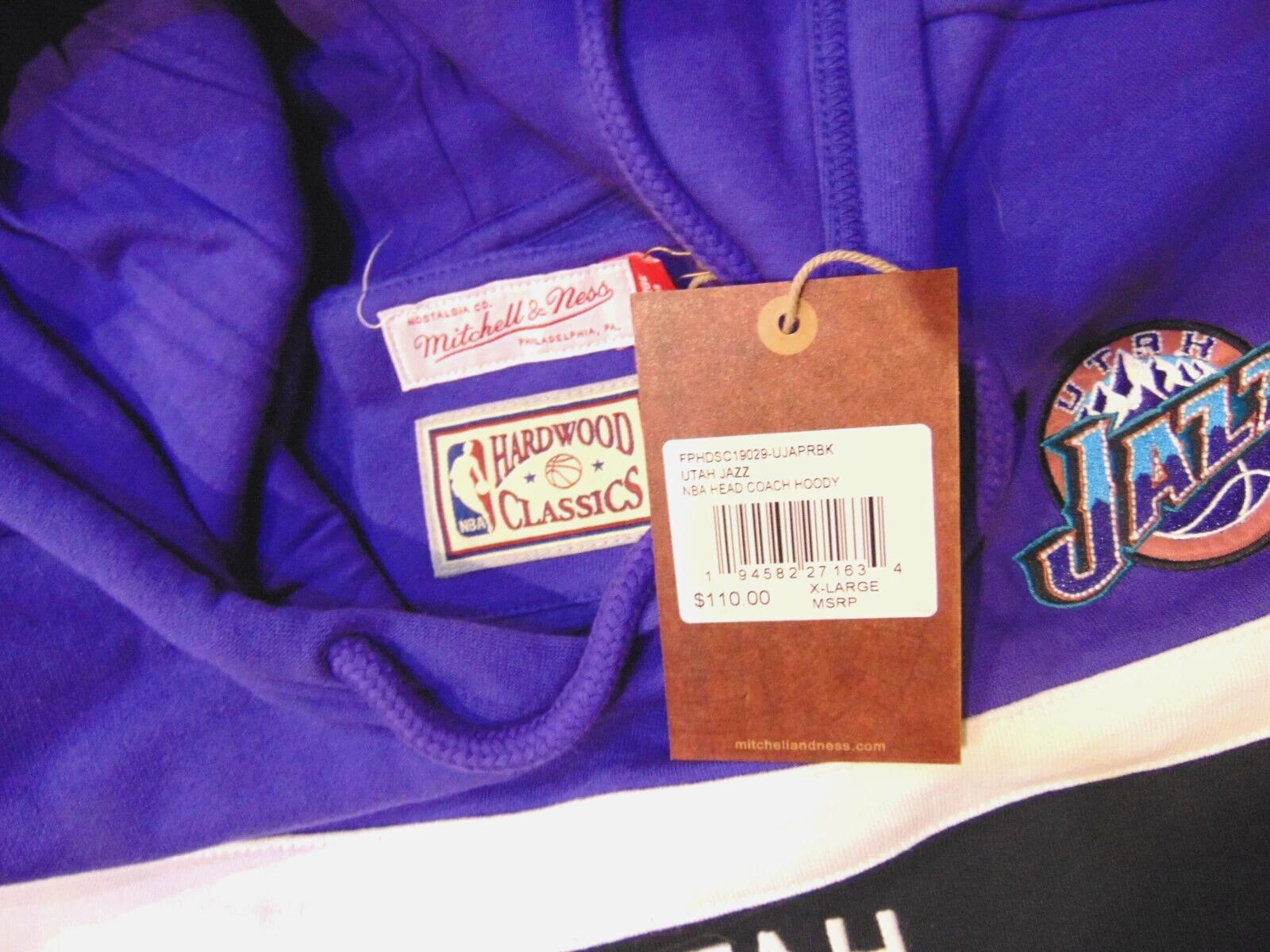 FELPA CON CAPPUCCIO HEAD COACH MITCHELL & NESS NBA UTAH JAZZ SCRIPT TAGLIA XL