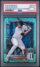 2025 Bowman Josue Briceno 1st Chrome Prospects Aqua Shimmer/125🔥PSA 10🔥POP 2🔥