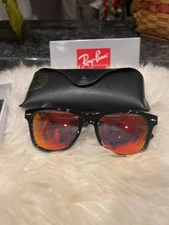 Ray Ban Wayfarer RB2140-901-54 Fire Lens Blk Unisex Square Sunglasses Rayban New