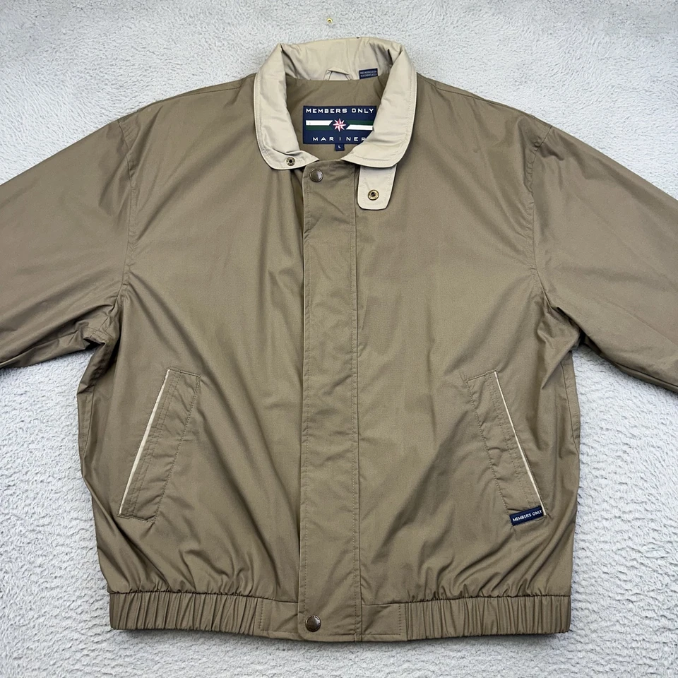 Members Only Mariner Jacket Mens Large Tan Beige Bomber Classic Coat Lightweight - Image 2 of 4