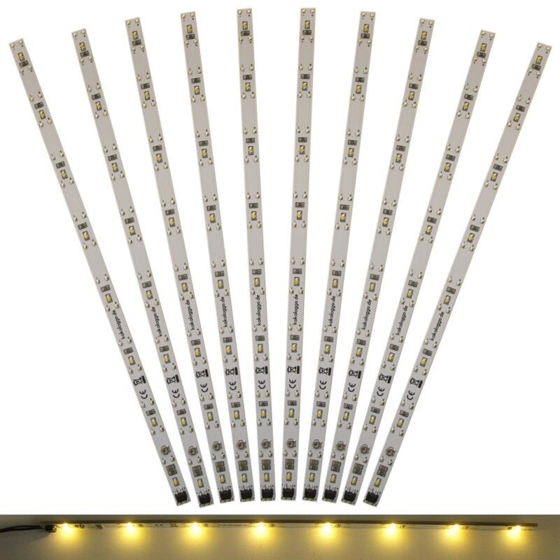 Iluminación LED para vagones iluminación interior blanco cálido 230 mm H0 TT vagón 10 piezas S029