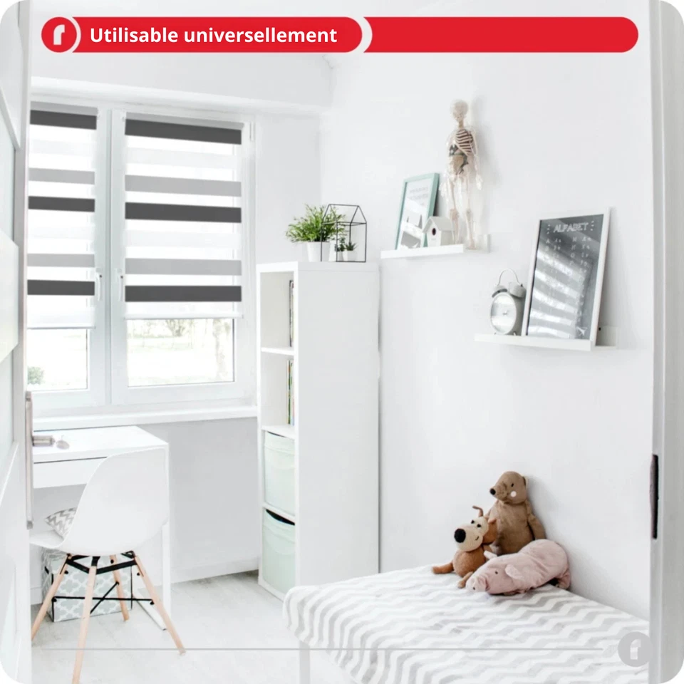 Store Enrouleur Occultant Jour Nuit Tissu Double Sans Perçage ROLLMAXXX® - Photo 3/4