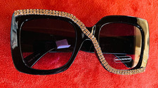 Fabulous New Gold RHINESTONE Embellished Oversized Square SUNGLASSES