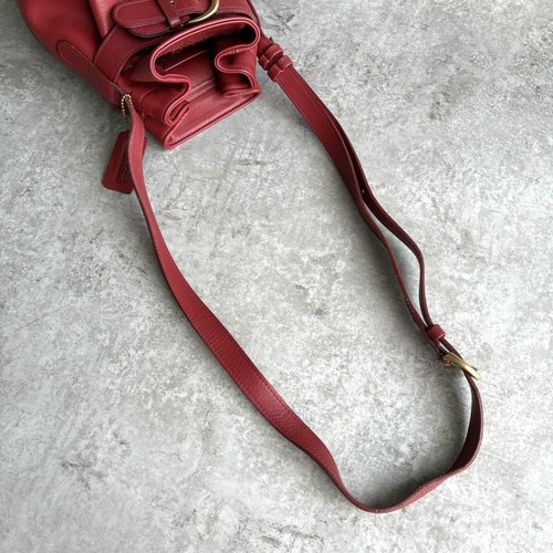 COACH Shoulder Bag Drawstring Red Leather 4156 Soho Belted Pouch Crossbody - Picture 6 of 8