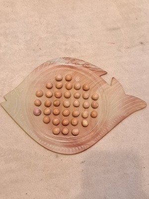 Soapstone Fish Solitaire Game with Marbles