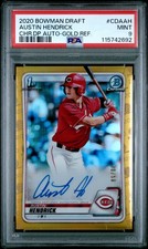 2020 BOWMAN DRAFT CHROME DRAFT PICKS AUTO GOLD REF AUSTIN HENDRICK /50 PSA 9