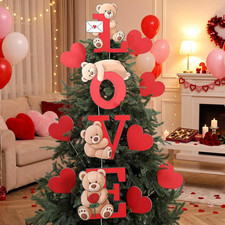 12 Pcs Valentine'S Day Decorations Tree Picks Extra Large Red Heart Bear Love Or