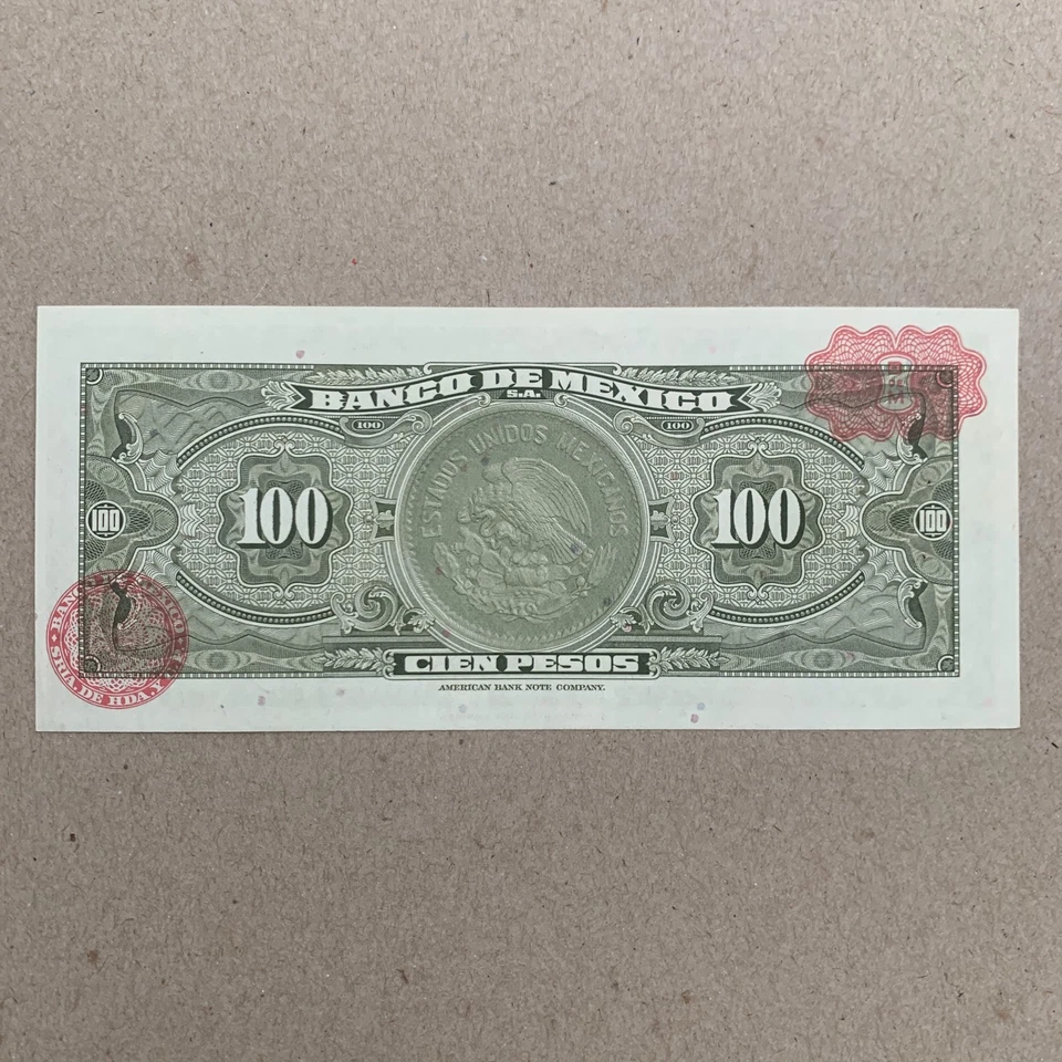 🇲🇽 Billete de 100 pesos de México 1961 moneda mexicana papel moneda estadounidense BC Foto 2 de 3