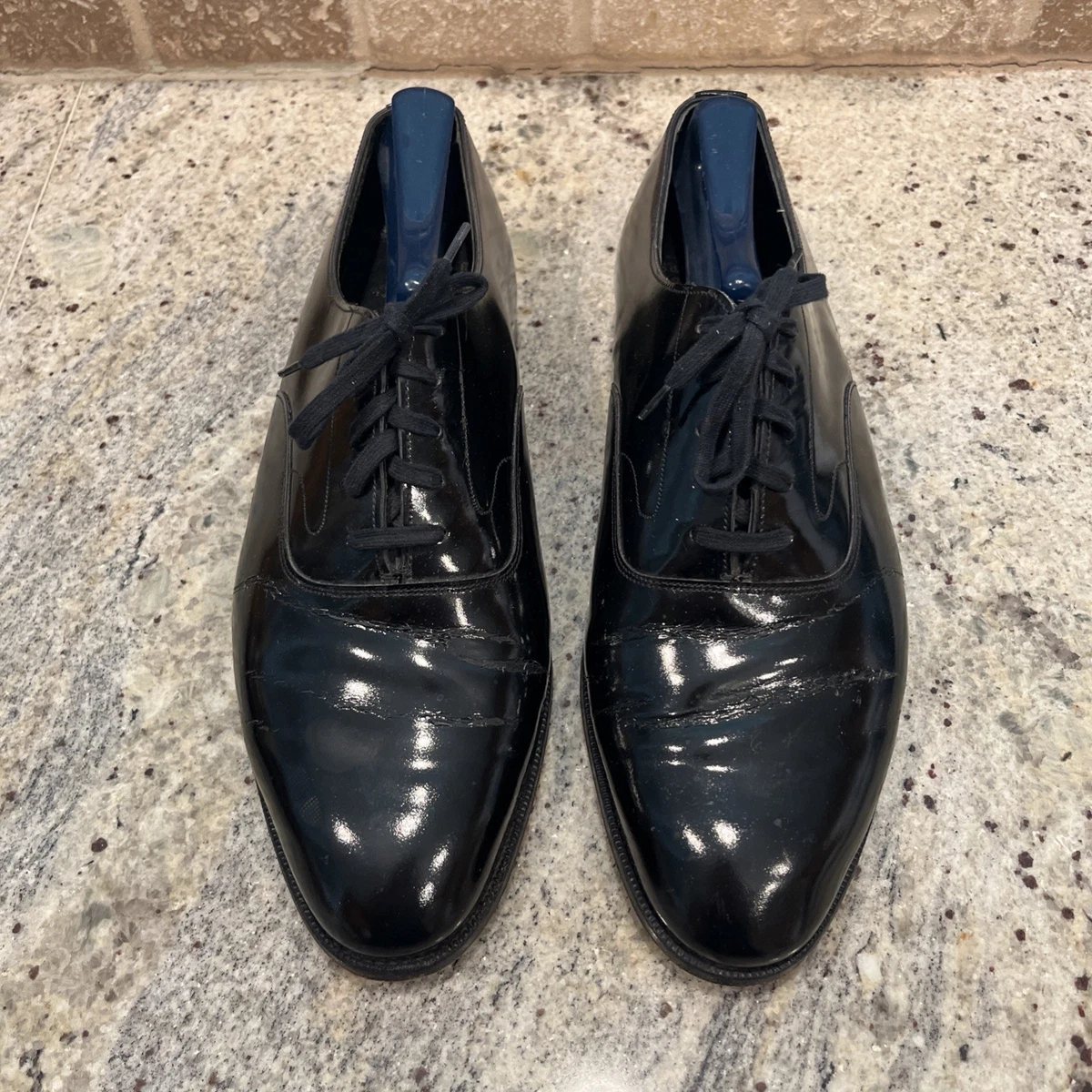 Brooks Brothers Crockett & Jones Black Patent Leather Oxford Shoes Mens US 9.5 Peal And Co Crockett Jones Peal Co. Brooks Brothers Men Sz  main image 4