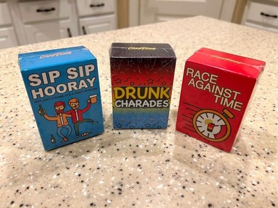 3 PACK! Hilarious Adult Drinking Party Card Games: Drunk Charades, Sip Sip, Race