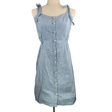 Madewell Denim Chambray Midi Apron Dress Sz 4 Ties Boho Western Prairie Pheasant