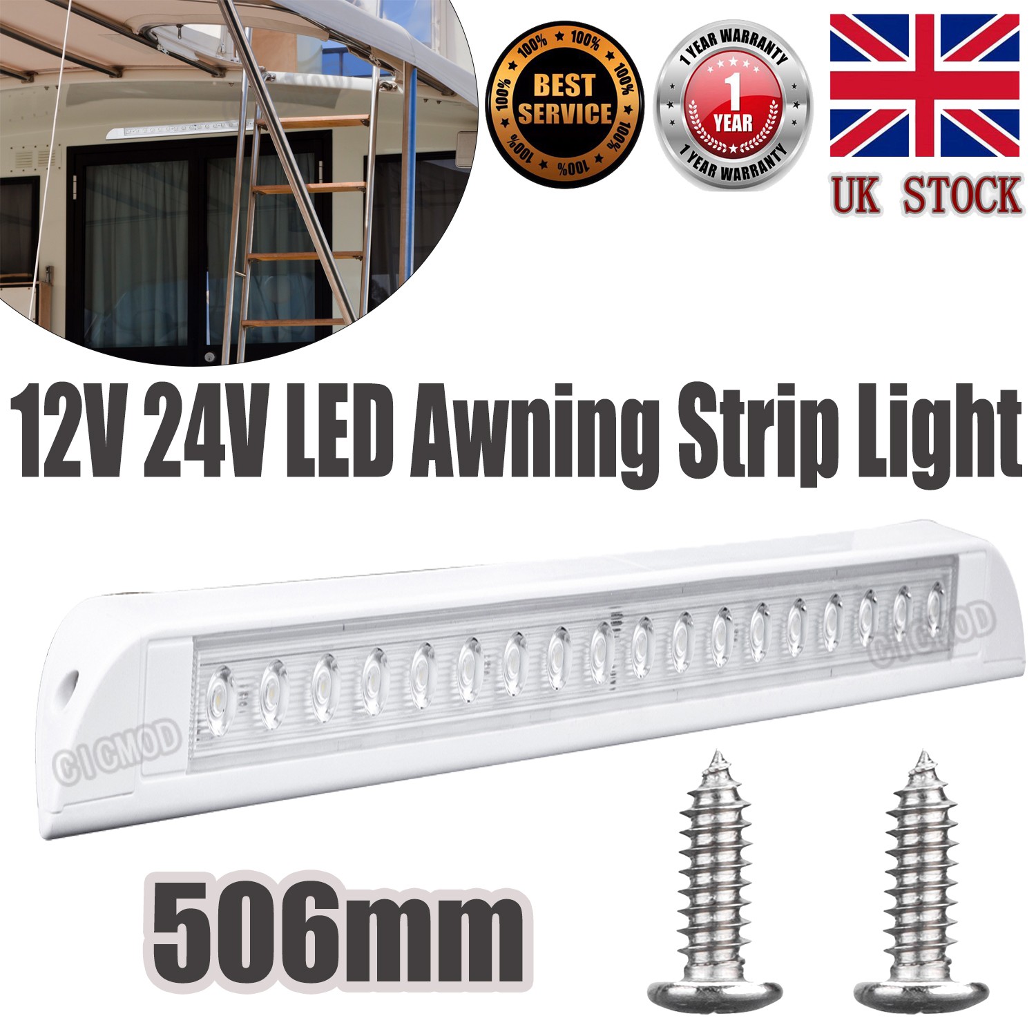 12V LED Awning Porch Light Waterproof Camper Caravan RV Interior Exterior Light