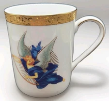 Nikko PATRA Gold Filigree Tea Cup Angel Bone China Blue 