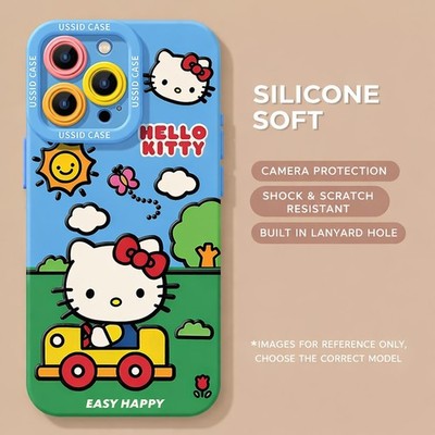 Hello Kitty Happy Day Silicone Phone Case Shockproof for iPhone 11 17 Pro Max