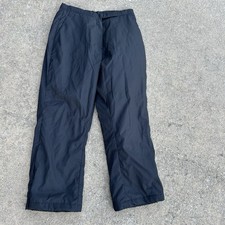 Lands End Snow Ski Pants Womens 12 Black Water/Wind Proof Lined Zip Leg