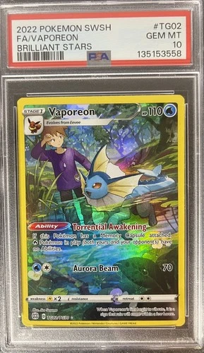 Vaporeon TG02/TG30 Swsh09: Brilliant Stars Trainer Gallery - PSA 10 Gem Mint